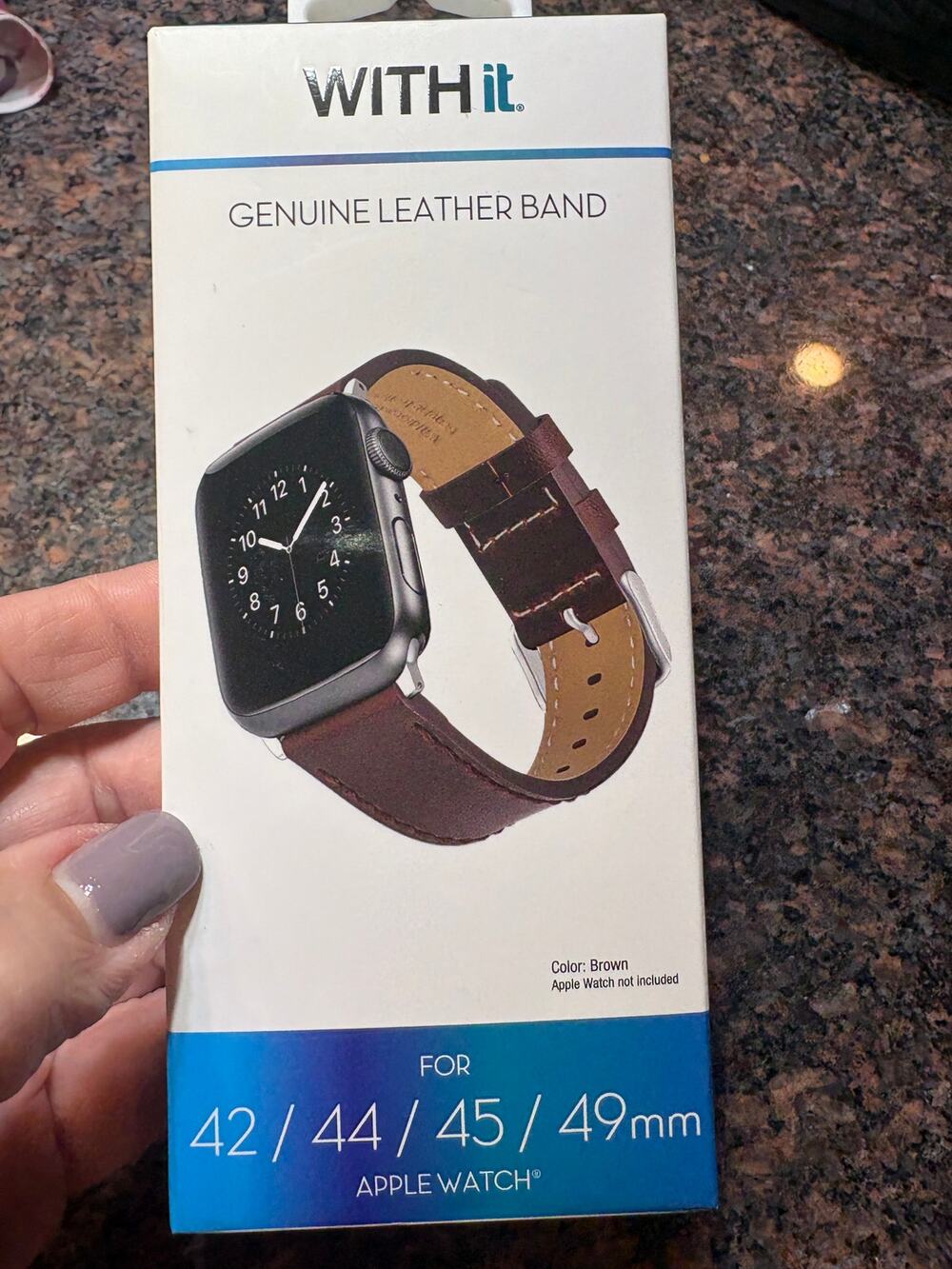 Brown Leather Watch Band for Apple Watch 42/44/45/49mm NIB